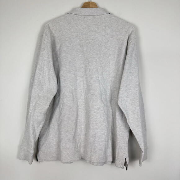 L.L Bean Long Sleeve Rugby Shirt Men Sz L-Tall Waffle Thermal Classic Fit Beige - Picture 8 of 11